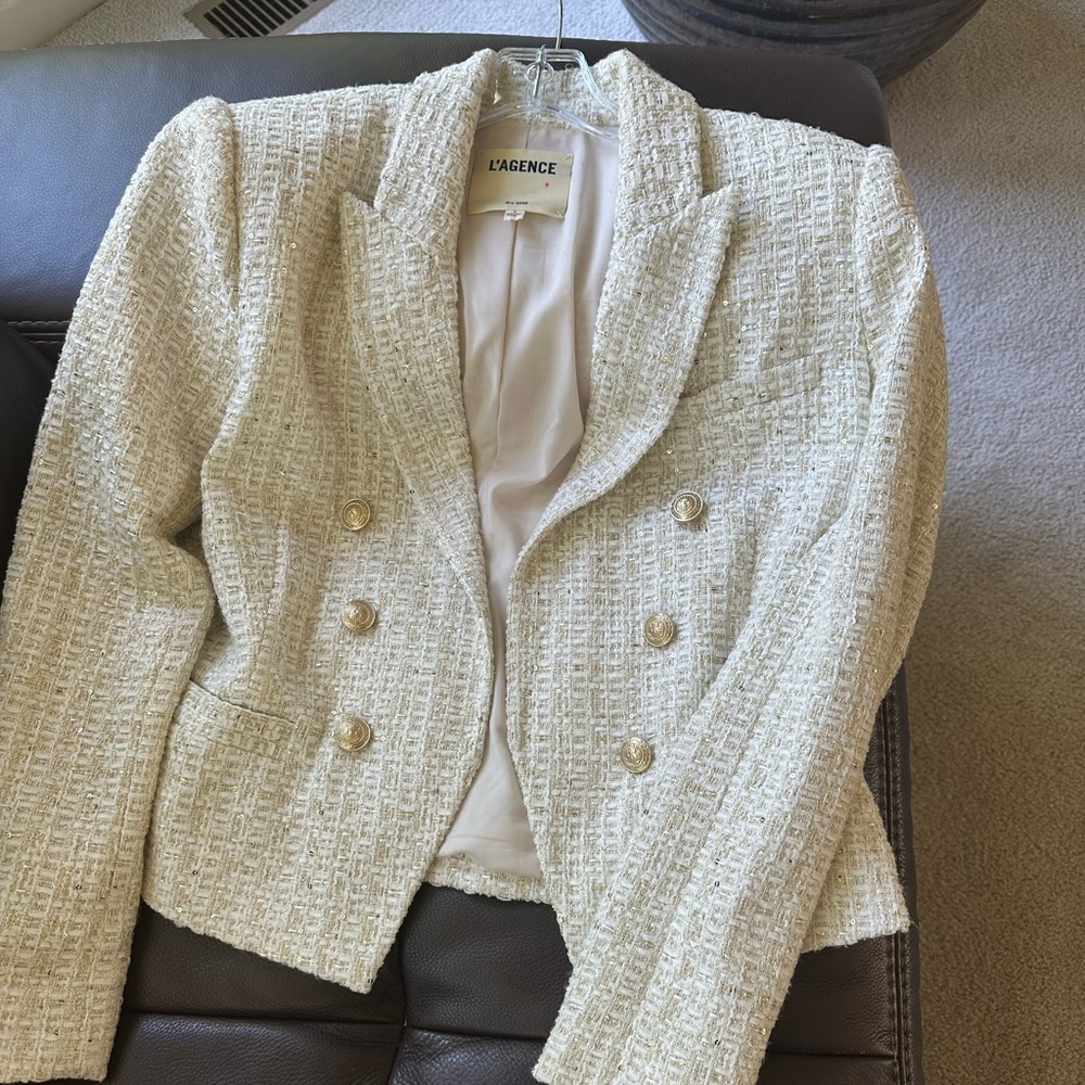 Elegant cream / gold l’agence jacket - size 8 worn once